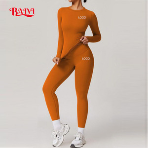 Conjunto Deportivo <span class=keywords><strong>de</strong></span> <span class=keywords><strong>Camiseta</strong></span> <span class=keywords><strong>de</strong></span> <span class=keywords><strong>Manga</strong></span> <span class=keywords><strong>Larga</strong></span> y Cuello Redondo <span class=keywords><strong>de</strong></span> Secado Rápido para <span class=keywords><strong>Mujer</strong></span>, Pantalones Ajustados para Yoga y Fitness, para Correr al Aire Libre, con Logotipo Personalizado - Product Image 4