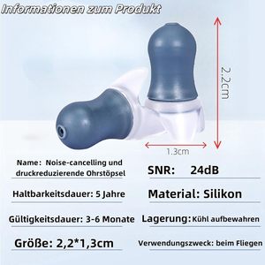 Tapones de silicona reutilizables profesionales para protección auditiva en aviación, para hombres y mujeres, reducen el estrés, el tinnitus y las dolencias de oído en aviones. - Product Image 2