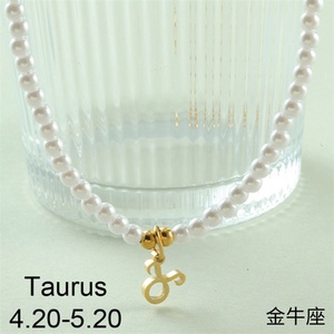 Collar de Perlas con Colgante del Zodiaco en Acero Inoxidable Chapado en Oro de 18k, Elegante y de Lujo para Mujer - Product Image 3