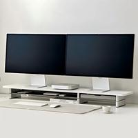 Support de moniteur double écran en bois de qualité supérieure avec tiroir, organisateur de bureau modulaire pour un espace de travail minimaliste