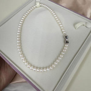 Collier de luxe Zhuji avec boucle en argent, perles d'eau douce de 7-8 mm, à forte brillance, polyvalent et de niche, en argent S925 légèrement imparfait - Product Image 3