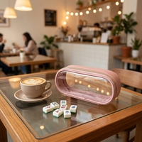 Sac de Mahjong Rose Grande Capacité, Durable, Portable, Transparent en TPU, Étanche avec Fermeture Éclair – Accessoire Familial de Qualité Supérieure