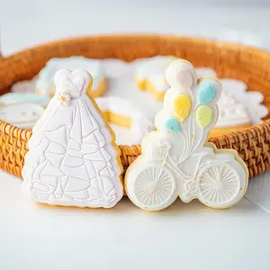 Saffron 16 designs Wedding day cake acrylic stamp fondant Embosser cookie cutter edible cake toppers moulds for embossing