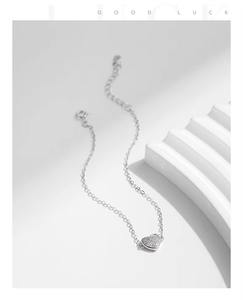 Bracelet en argent sterling 925 plaqué rhodium avec zircone cubique en forme de cœur, bracelet pour femmes - Product Image 3