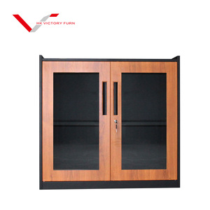 Hot bán kim loại 2 cửa kính tủ thấp Lưu trữ tập tin nội các văn phòng nhà thép mô hình bằng gỗ tủ - Product Image 3