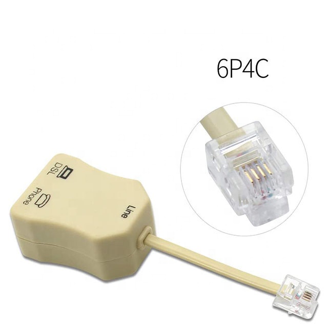 XDSL 6P4C RJ11 Modem en ligne ADSL Pots VDSL Splitter adaptateur de téléphone 6P2C filtre DSL