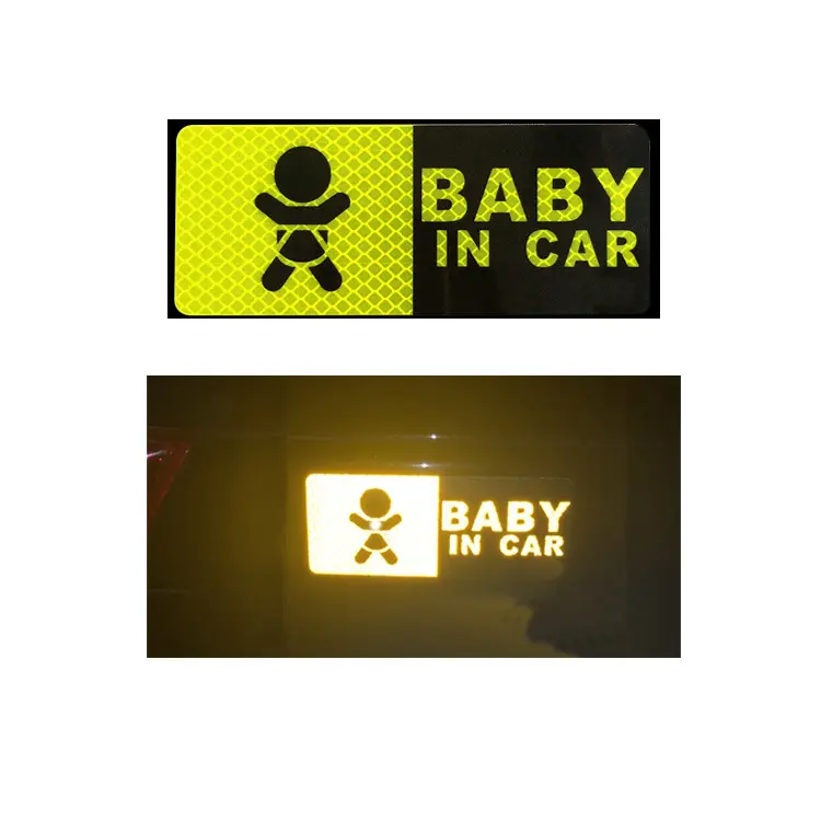 5x5cm arancione del bambino di colore giallo a bordo avvertimento di sicurezza della finestra del portello di automobile segno impermeabile luce lucido riflettente decal sticker
