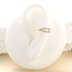 हॉट सेलिंग 14k ठोस गोल्ड हिंग सेगमेंट क्लिकर डबल-लेयर डिजाइन साइड इनले जिरकॉन नाक रिंग सेप्टम बॉडी वेडिंग गिफ्ट - Product Image 6