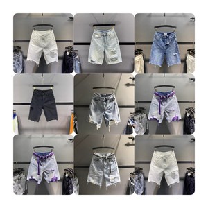 Shorts de Mezclilla de Cintura Alta para <span class=keywords><strong>Mujer</strong></span>, Transpirables, Estilo Vintage, con Elástico Rizado y Detalle Perforado, Color Lavado, Casuales para Verano - Product Image 5