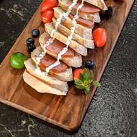 Planche à découper en bois d'acacia brun, planche à découper de cuisine pour la viande, le fromage, les charcuteries, le pain, plateau de service