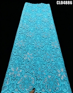 Tela de Encaje de Guipur Floral con Cordón, Lentejuelas de Lujo y Bordado de Pedrería <span class=keywords><strong>para</strong></span> Vestido de Fiesta de <span class=keywords><strong>Boda</strong></span> Nigeriano Aso Ebi - Product Image 4
