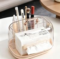 Boîte de rangement de serviettes en plastique transparente rectangulaire classique multifonctionnelle de luxe pour bureau, porte-papier toilette, boîte à mouchoirs