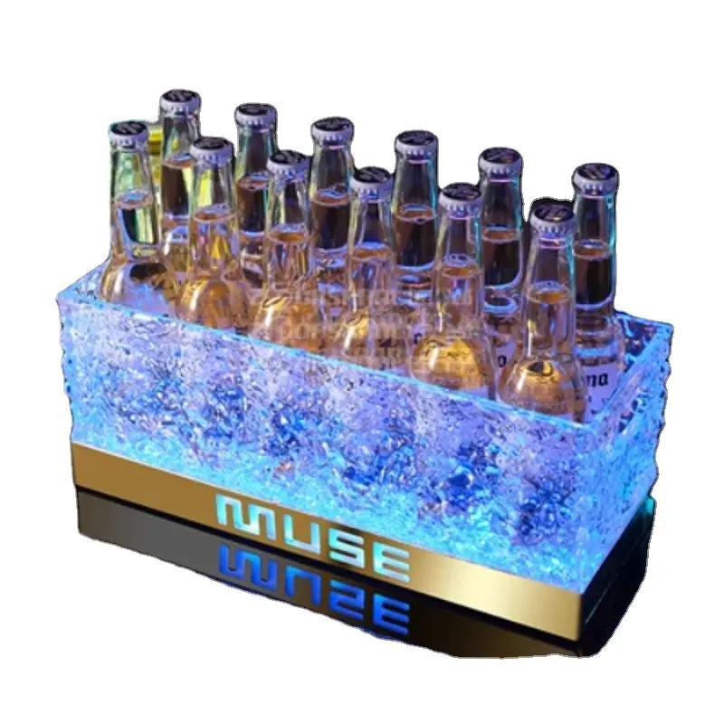 Ice Rock LED Balde De Gelo Luminoso Discoteca Champagne whisky Quadro Bebidas Transparentes Cerveja Refrigerador Acessórios bar de casamento