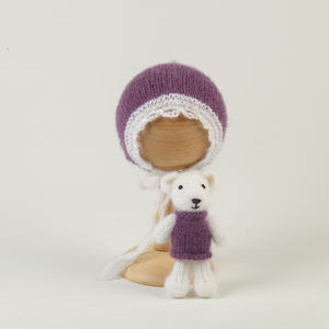 Mohair <span class=keywords><strong>tricot</strong></span>é Lion chapeau jouet ensemble nouveau-né photographie tenue <span class=keywords><strong>Kit</strong></span> Amigurumi animaux jouets bébé Photo Prop Teddy Bear <span class=keywords><strong>Bonnet</strong></span> - Product Image 5