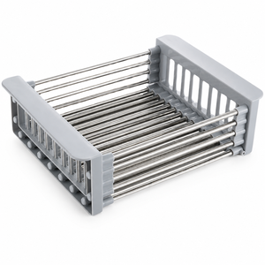 Escurridor de Platos Extensible de Acero Inoxidable para Fregadero con Cesta para Cubiertos y Brazos Ajustables, Organizador de Fregadero de Cocina - Product Image 6