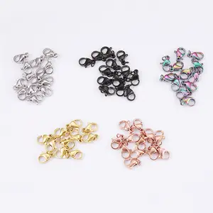 50pcs/bag Lobster Clasps Silver Gold Black Rainbow Lobster Trigger Clasps For DIY Bracelet Necklace Jewelry Making 9/10/13mm