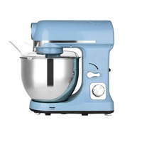 Robot de cuisine électrique 5-en-1 1200W 7 vitesses en acier inoxydable, batteur à pâte, batteur à œufs, mélangeur sur socle/à poser, blender en verre 1,5L