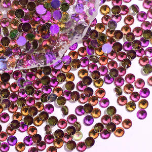 Nouveauté très vendue : Cristal de verre rond chaud Elf Aurora à fond plat pour nail art coloré, autocollant pour ongles DIY, strass - Product Image 6