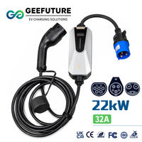 Chargeur EV 22 kW pour J1772 Type 1 Type 2, chargeur de niveau 2 avec module Dlb, chargeur EV portable intelligent, station de recharge