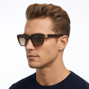 Gafas de sol rectangulares Tortoise con montura completa y lentes degradadas, 100% protección UV, para hombre, adulto, informal - Product Image 1