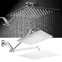 Douche de plafond en acier inoxydable de 8, 10 et 12 pouces, pommeau de douche pluie pour salle de bain avec bras d'extension