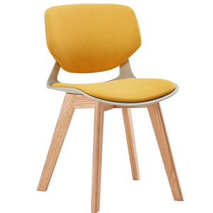 Chaise de salle à manger rembourrée à dossier bas de style nouveau et coloré avec pieds solides - Product Image 1