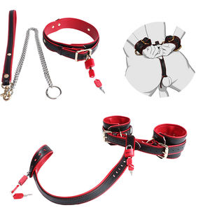 DV9001-XQ3 Реквизит для поведенческой тренировки: кожаные наручники для двойных игр, бондаж, 18+ интимные товары - Product Image 1