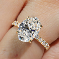 Bague de fiançailles en or massif 10K/14K/18K avec diamant de laboratoire ovale 1 carat, halo caché et pavé, certifiée IGI, personnalisable CVD/HPHT