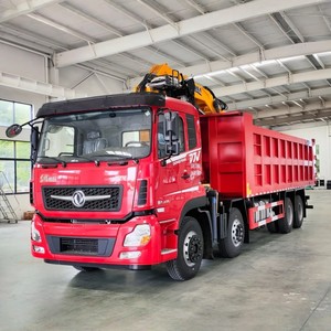 Camion benne hydraulique DONGFENG 8X4 avec grue à flèche articulée de 25, 20 ou 16 tonnes et benne basculante - Product Image 5