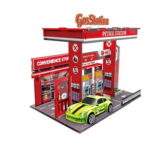 Modelo a Escala 1:64 <span class=keywords><strong>de</strong></span> Simulación <span class=keywords><strong>de</strong></span> Gasolinera, Tienda <span class=keywords><strong>de</strong></span> Conveniencia, Conversión a Tienda <span class=keywords><strong>de</strong></span> Sushi, Escena Arquitectónica, Vista <span class=keywords><strong>de</strong></span> Calle con Coches, Plástico - Product Image 1