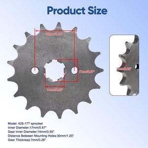 Pignon avant 428 17T 17mm pour VTT et <span class=keywords><strong>Quad</strong></span> <span class=keywords><strong>50</strong></span>-160cc TaoTao Roketa Coolster Sunl Lifan Zongshen <span class=keywords><strong>Apollo</strong></span> – Vente directe usine - Product Image 3
