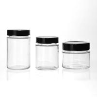 Food Grade 300ml stoples Jam kaca bulat dengan tutup logam penyimpanan stoples acar untuk makanan tertutup kaca stoples makanan