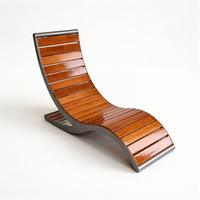 Chaise de plage en bois moderne en forme de S avec structure en aluminium moulé pour patio extérieur