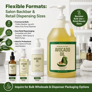 Huile d'avocat de qualité cosmétique, huile végétale de base pour la production en vrac de crèmes, émulsions, baumes et huiles de massage - Product Image 1