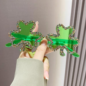 Зеленые очки # GL000018 для костюма клевера с четырьмя листьями для Saint Patricks Day - Rimless St. Patrick's Day Shamrock солнцезащитные очки - Product Image 1