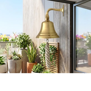Campana de Pared Vintage de Latón, Campana Náutica para Puerta con Cuerda, Decoración Antigua para Colgar en el Hogar - Product Image 4