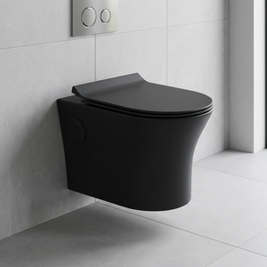 Wc mural CE, rond/carré, sans bords, suspendu au mur, Wc mural, siège de toilette noir européen - Product Image 4