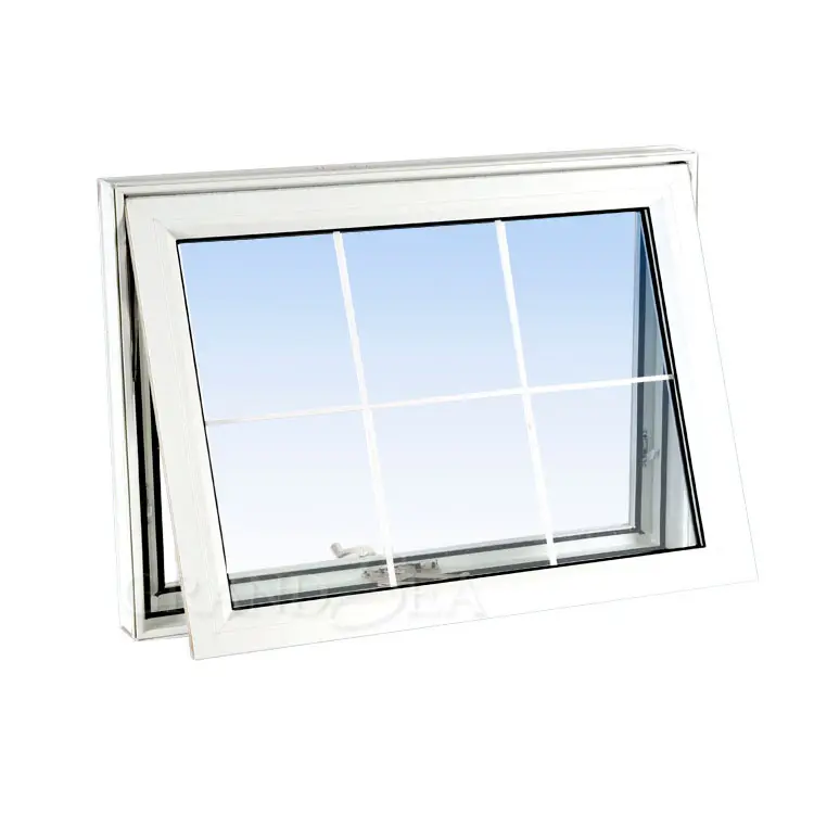 Janela de vidro com janela, janela vertical de alumínio do toldo do windows de design de vidro duplo à prova de chuva moderno com grade