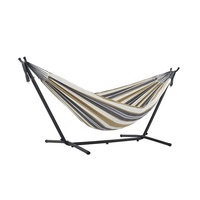 Hamac double avec support, capacité de charge de 450 lb, tissu en coton, structure en acier, design moderne, utilisation en extérieur, parc, camping