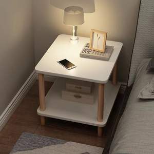 Mesita de Noche Moderna Minimalista con Estante de Almacenamiento para Dormitorio, Diseño con Superficie de Madera Pequeña - Product Image 1