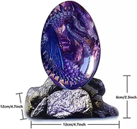 Lave oeuf de poche feu Dragon lumineux rêve cristal Transparent à la main Sculpture feu poche Dragon Souvenir