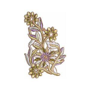 金属糸パッチ,中国工場卸売アップリケカスタムロゴ熱接着ファッション生地刺繍パッチ花 - Product Image 2