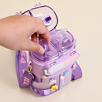 Bouteille d'eau sportive portable 2-en-1 grande capacité avec double compartiment anti-fuite en plastique pour enfants – Nouveauté en gros