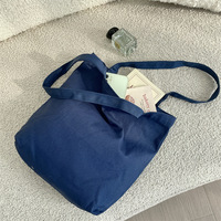 Sac fourre-tout promotionnel classique en toile DLBZ, personnalisable avec logo, en coton uni bleu marine, réutilisable, pour le shopping en gros et les voyages, avec longue anse en corde