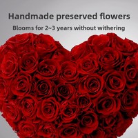 Boîte Cadeau en Acrylique en Forme de Cœur, Roses Éternelles, Design 3D, Cadeau de Luxe pour la Saint-Valentin, Anniversaire, pour Petite Amie ; Prêt à Exposer