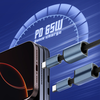 LDNIO LC23C Magnetisches USB-C-Ladekabel mit 65W Leistung, Flaches Geflochtenes Reise-Datenkabel für Handy, Tablet und Laptop