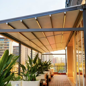 Hiện đại gấp tán Gia cố khung hợp kim nhôm cơ giới hoạt động Windproof bền cho tất cả các mùa sử dụng biệt thự sân - Product Image 1