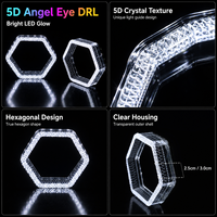 Phares de voiture 5D Angel Eye DRL RGB LED à commande par application, multicolores, 2,5 et 3,0 pouces, pour mise à niveau des phares – Vente chaude
