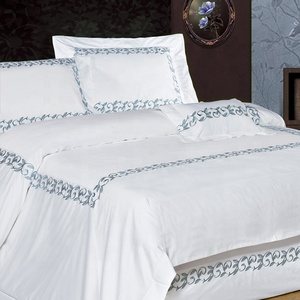 Set di Biancheria da <span class=keywords><strong>Letto</strong></span> in <span class=keywords><strong>Cotone</strong></span> 100% con Ricamo Taitang di Guangzhou, <span class=keywords><strong>Lenzuola</strong></span> Bianche per Hotel - Product Image 1