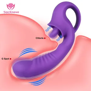 SacKnove dewasa 10 mode Stimulator klitoris Licking G Spot dapat dipakai realistis Thrusting Dildo lidah Vibrator untuk wanita mainan seks